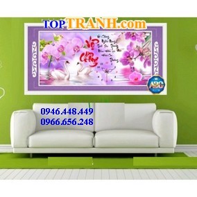 Tranh gắn đá đồng hồ vợ chồng
